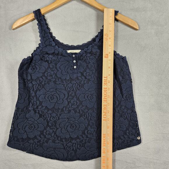 Abercrombie & Fitch Womens Tank Top Sz S Blue Sleeveless Lace Layered Floral Y2K - Picture 14 of 15
